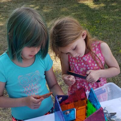 Two kids using STEM Kits