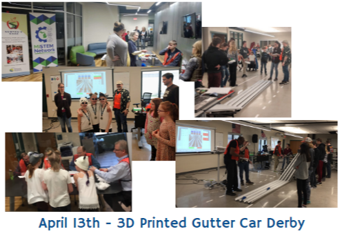 Newton's Road and the MiSTEM Network partnered to bring you the annual 3d printed Gutter Car Derby. Think Pinewood Derby cars, but 3d printed and designed by teams of students. About 100 students and volunteers participated.
