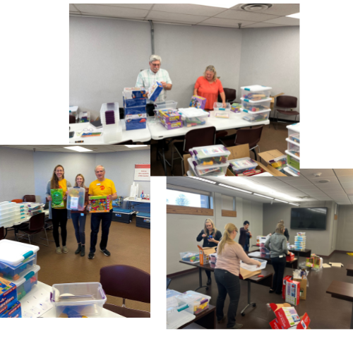 Sara Lee Frozen Bakery and Cherryland Electric Cooperative volunteered with Newton’s Road to help assemble nearly 300 STEM Kits for Head Start classrooms. Each classroom in the 10-county region selected a variety of STEM Kits for their site.